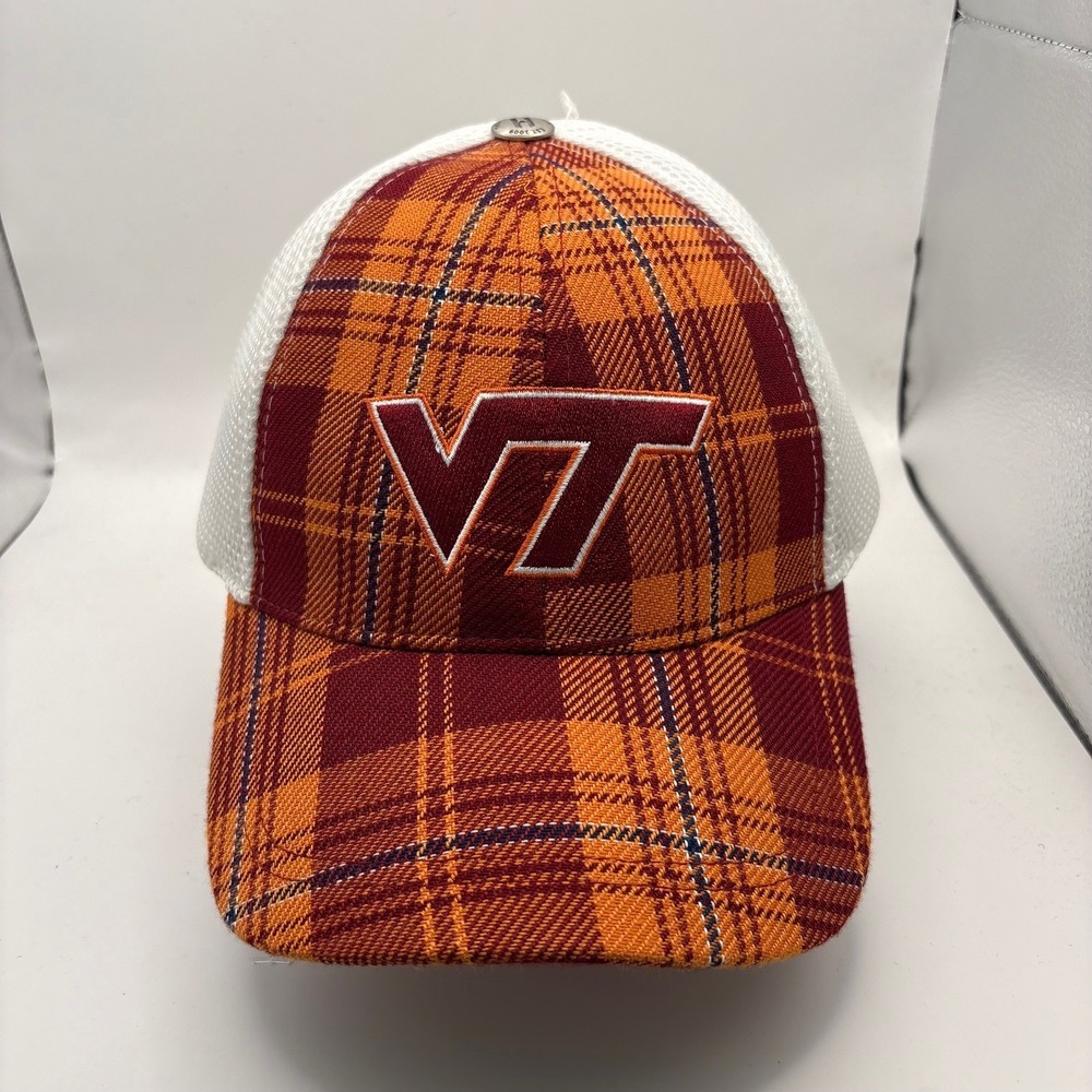 The Honour Society Virginia Tech Hokies‎ Plaid Trucker Hat Maroon Orange The 365